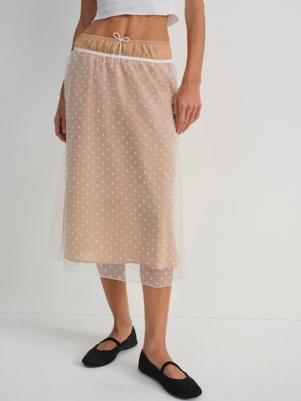 For Love & Lemons Devon Dot Midi Skirt Medium